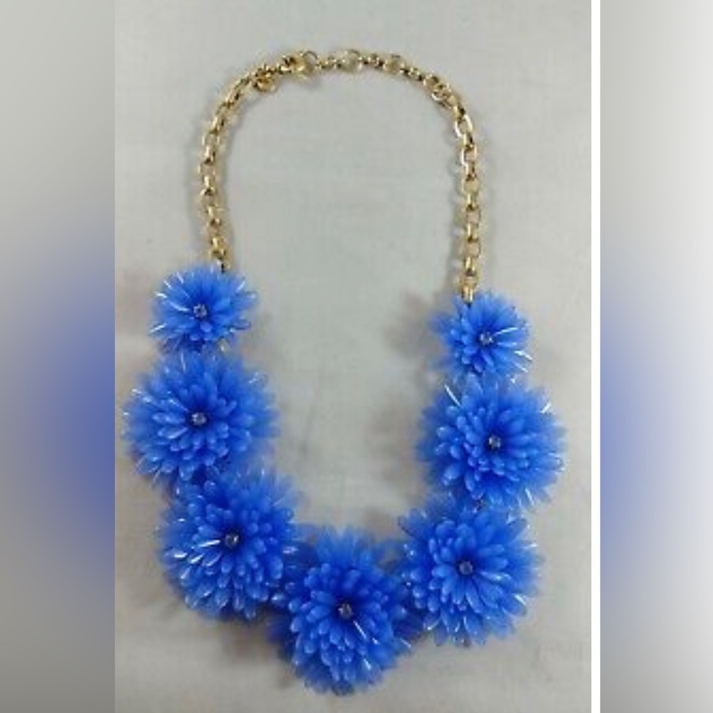 J Crew Blue Flower Statement Nocklace